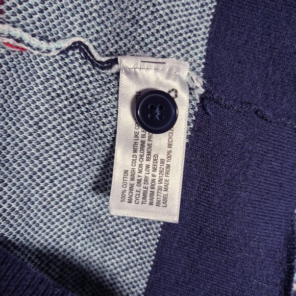 Merona Fair Isle Nordic Navy Red White Button Front Cardigan Womens size XS - Picture 4 of 4